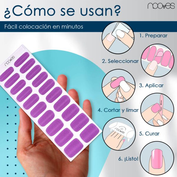 Marca: NOOVES. Imagen: Purple_TwistMesa_de_trabajo_4.jpg. NOOVES NAILS Láminas de Uñas de Gel Precurado Premium - Purple Twist | Violeta | Tiras De Uñas De Gel semicurado| Pegatinas Uñas Semipermanente en Gel| Gel Nail stickers| Uñas de gel Pegatinas