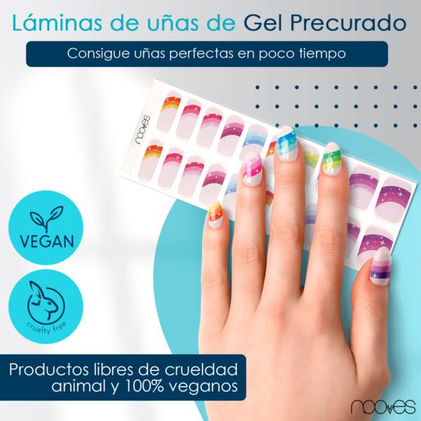 Marca: NOOVES. Imagen: Rainbowstar2Mesadetrabajo2.jpg. NOOVES NAILS Láminas de Uñas de Gel Precurado Premium - Rainbow Star | Nail Art | Tiras De Uñas De Gel semicurado| Pegatinas Uñas Semipermanente en Gel| Gel Nail stickers| Uñas de gel Pegatinas