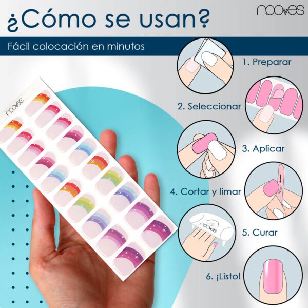 Marca: NOOVES. Imagen: Rainbowstar2Mesadetrabajo4.jpg. NOOVES NAILS Láminas de Uñas de Gel Precurado Premium - Rainbow Star | Nail Art | Tiras De Uñas De Gel semicurado| Pegatinas Uñas Semipermanente en Gel| Gel Nail stickers| Uñas de gel Pegatinas