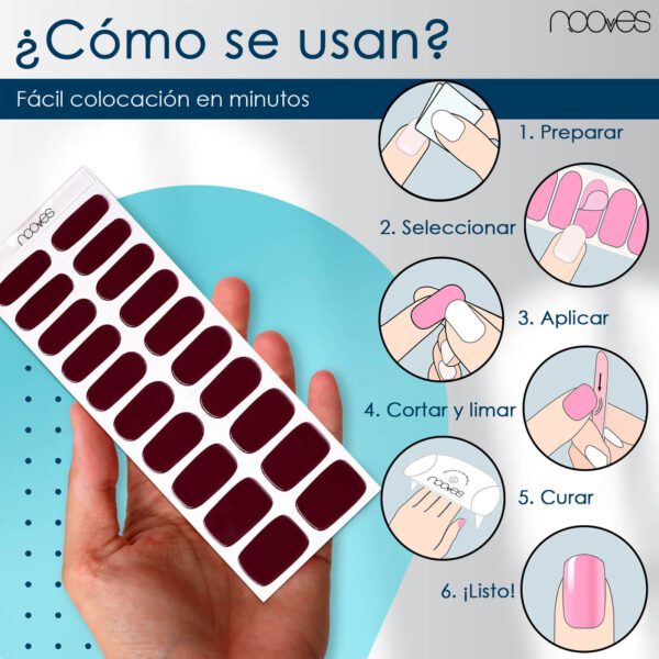 Marca: NOOVES. Imagen: Red_WineMesa_de_trabajo_4.jpg. NOOVES NAILS Láminas de Uñas de Gel Precurado Premium - Red Wine - Rojo | Tiras De Uñas De Gel Semicurado| Pegatinas Uñas Semipermanente en Gel| Gel Nail stickers| Uñas de gel Pegatinas