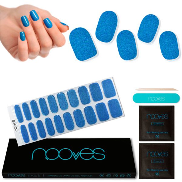 Marca: NOOVES. Imagen: SeaWater2Mesadetrabajo1.jpg. NOOVES NAILS Láminas de Uñas de Gel Precurado Premium - Sea Water - Azul | Tiras De Uñas De Gel Semicurado| Pegatinas Uñas Semipermanente en Gel| Gel Nail stickers| Uñas de gel Pegatinas