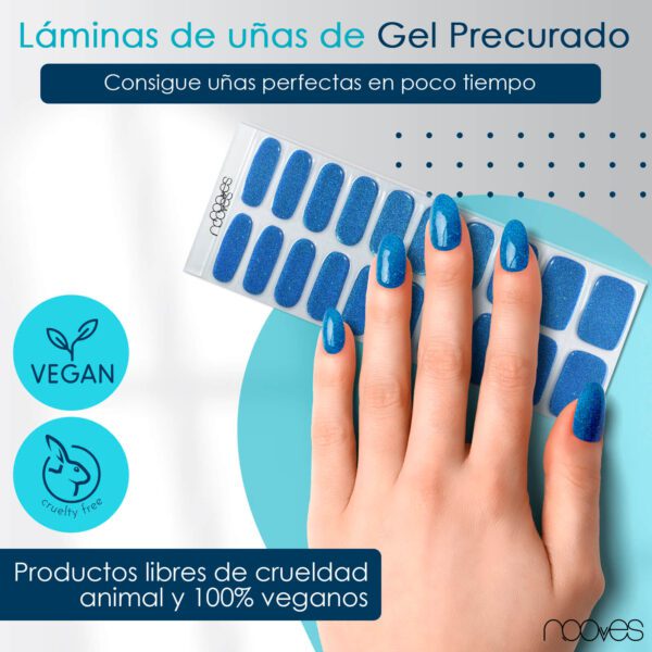 Marca: NOOVES. Imagen: SeaWater2Mesadetrabajo2.jpg. NOOVES NAILS Láminas de Uñas de Gel Precurado Premium - Sea Water - Azul | Tiras De Uñas De Gel Semicurado| Pegatinas Uñas Semipermanente en Gel| Gel Nail stickers| Uñas de gel Pegatinas