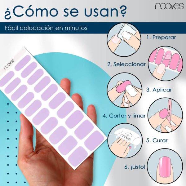 Marca: NOOVES. Imagen: SoftLilacMesadetrabajo4.jpg. NOOVES NAILS Láminas de Uñas de Gel Precurado Premium - Soft Lilac - Lila | Tiras De Uñas De Gel Semicurado| Pegatinas Uñas Semipermanente en Gel| Gel Nail stickers| Uñas de gel Pegatinas