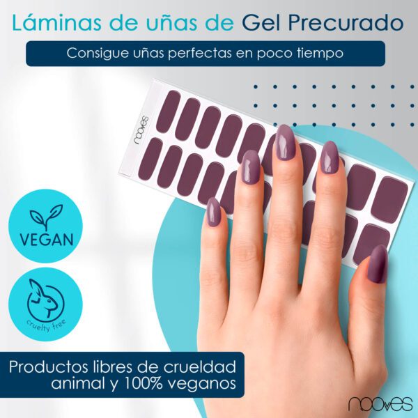 Marca: NOOVES. Imagen: VioletMesadetrabajo2.jpg. NOOVES - Láminas de Gel para Uñas|Violet Ether - Violeta | 20 uds, Uñas de Gel Semicuradas Premium, Gel Nail Stickers,Pegatinas Uñas de Gel, Incluye 1 Lima de Uñas y 1 Palito de Naranjo, Vegano