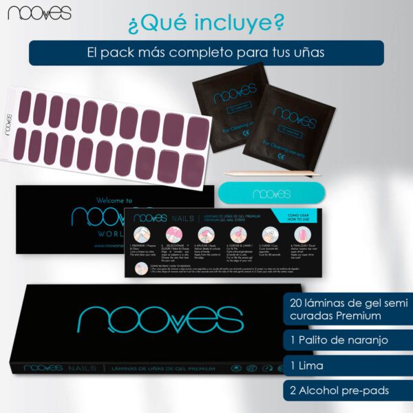 Marca: NOOVES. Imagen: VioletMesadetrabajo5.jpg. NOOVES - Láminas de Gel para Uñas|Violet Ether - Violeta | 20 uds, Uñas de Gel Semicuradas Premium, Gel Nail Stickers,Pegatinas Uñas de Gel, Incluye 1 Lima de Uñas y 1 Palito de Naranjo, Vegano