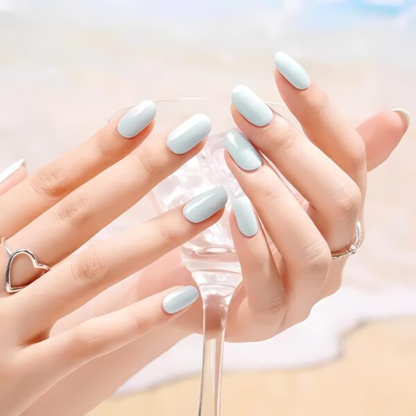 Marca: NOOVES. Imagen: bluesalt8jpg.jpg. NOOVES - Láminas de Gel para Uñas|Blue Salt - Azul 20 uds, Uñas de Gel Semicuradas Premium, Gel Nail Stickers,Pegatinas Uñas de Gel, Incluye 1 Lima de Uñas y 1 Palito de Naranjo, Vegano