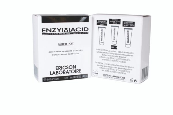 Marca: ERICSON LABORATOIRE PARIS. Imagen: D916-1-scaled.jpg. MINI KIT ENZYMACID + : D917 Dermaxid + D918 Glyco