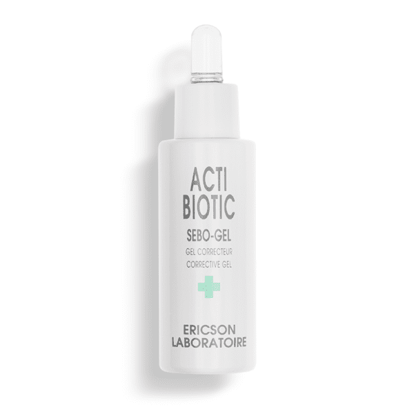 Marca: ERICSON LABORATOIRE PARIS. Imagen: E530.png. ACTI-BIOTIC. SEBO-GEL. Corrective gel pump bottle