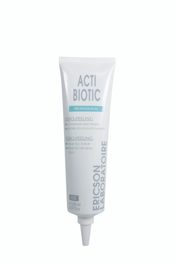 Marca: ERICSON LABORATOIRE PARIS. Imagen: E532_CMJN-scaled.jpg. ACTI-BIOTIC. SEBO-PEELING. Salicylic scrub tube of